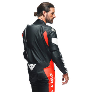 Dainese Tosa 1PC Perforated Leather Suit - Black/Fluo-Red/White