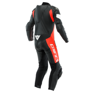 Dainese Tosa 1PC Perforated Leather Suit - Black/Fluo-Red/White