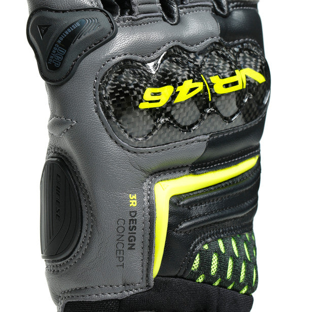 Dainese VR46 Sector Short Gloves - Black/Anthracite/Fluo Yellow